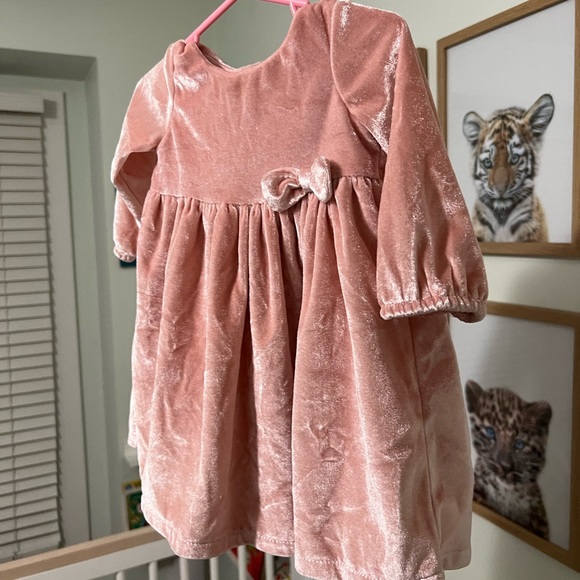 Carter’s 9 months pink velour dress with pink satin diaper cover. - Picture 1 of 3
